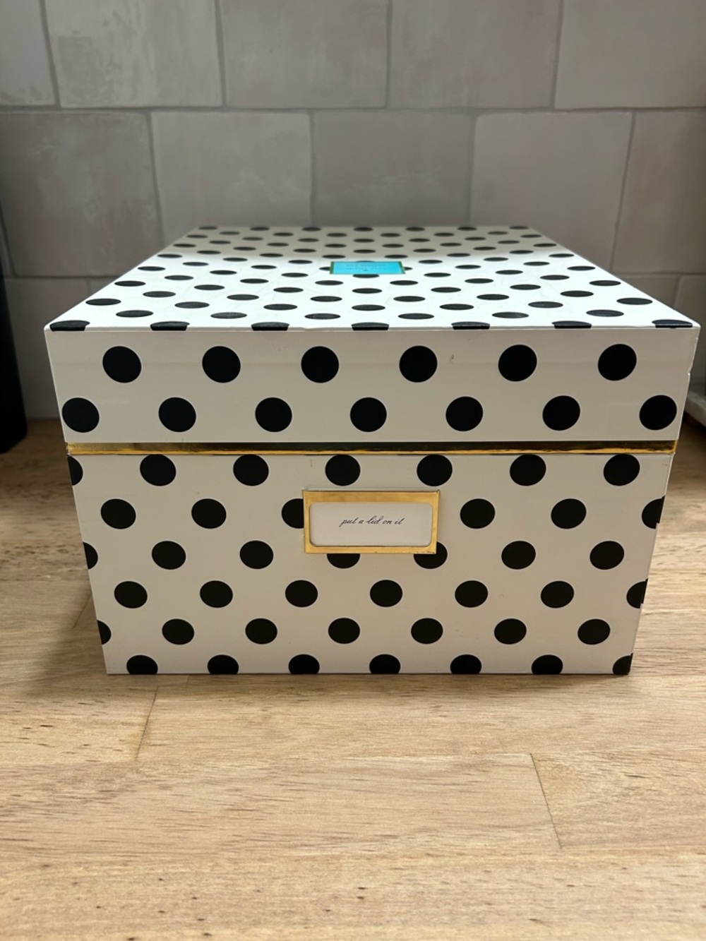 kate spade Black & White Polka Dot Decorative Storage Box with Gold Trim - Picture 3 of 6
